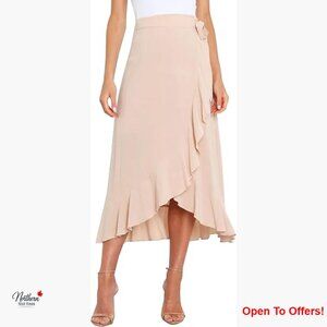 Flowy Wrap Maxi Skirt with Tie Waist and Ruffle Hem